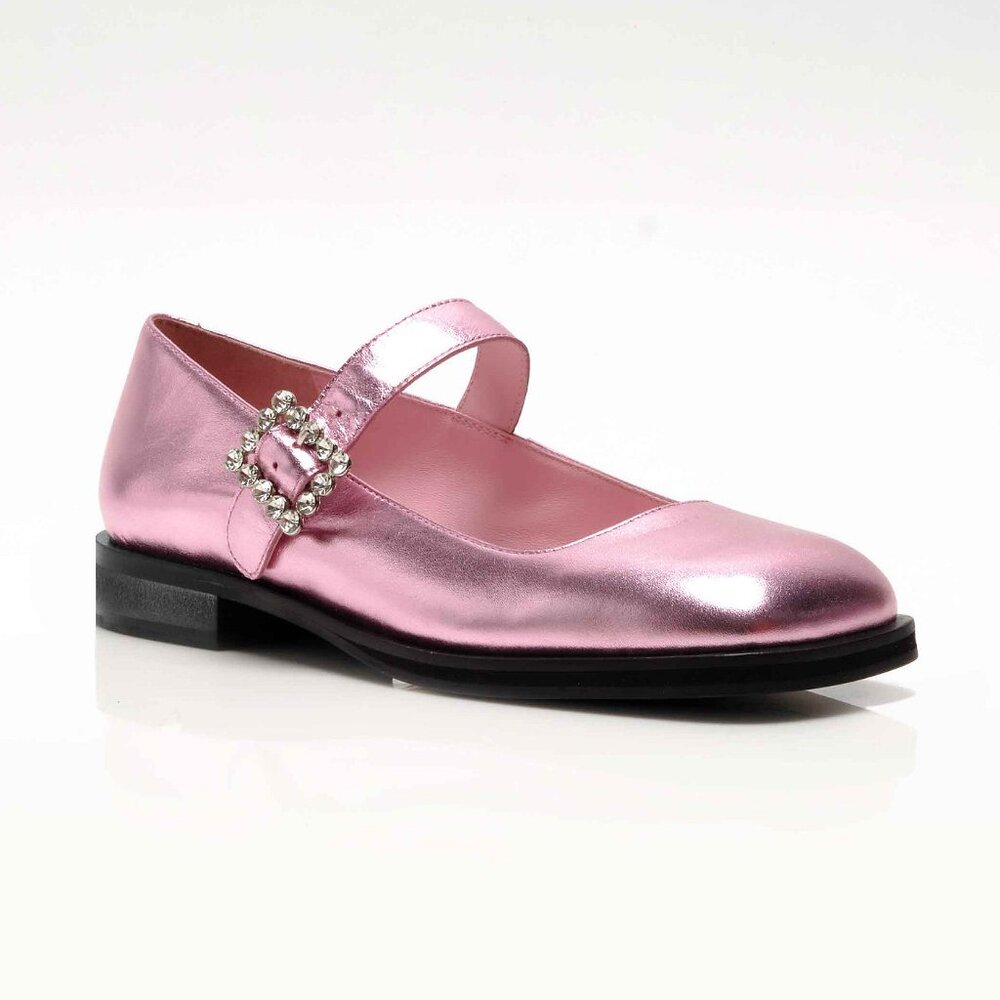 Free People Rumor Diamante Mary Janes / Frost Pink Metallic 8
